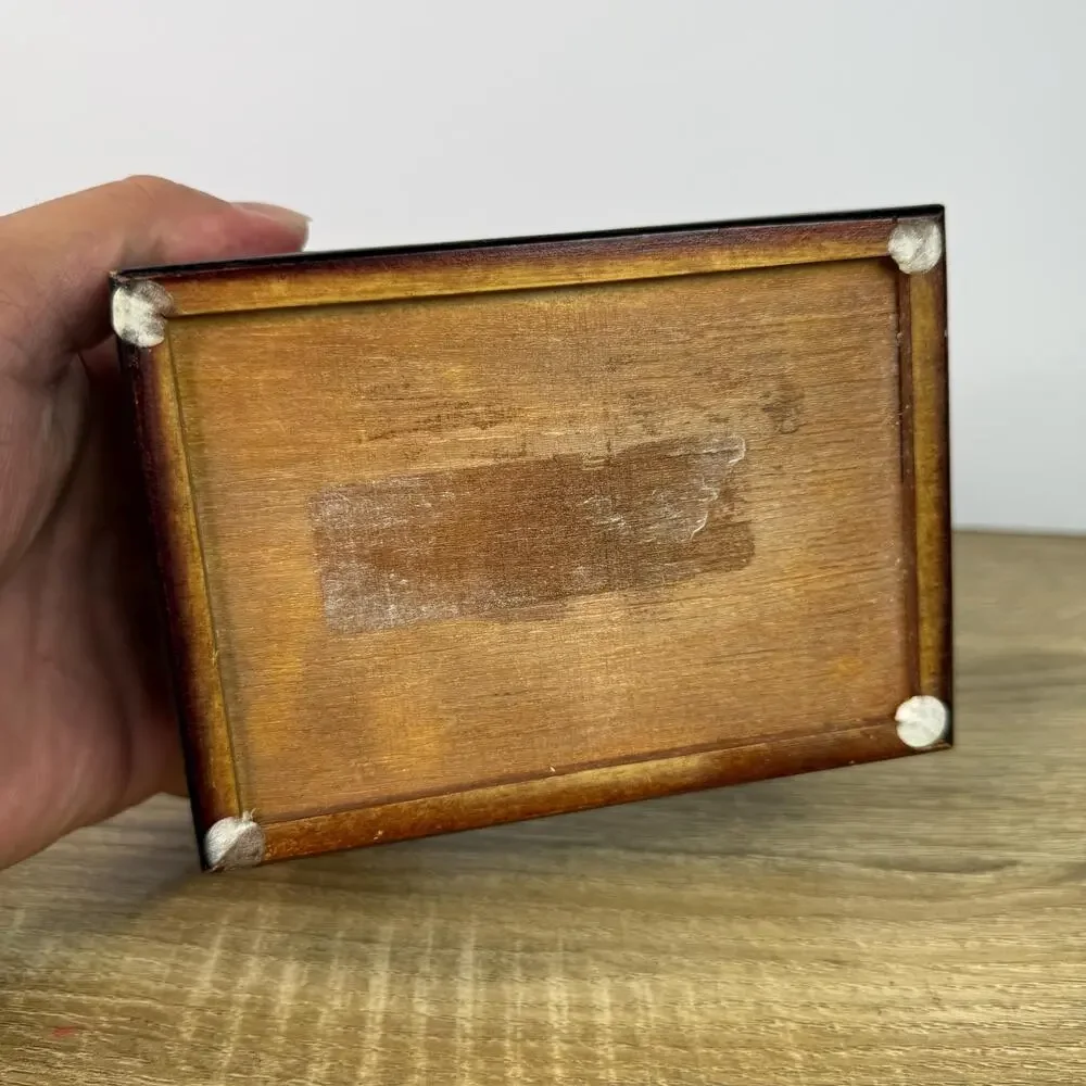 Vintage Cherry Wood Ornate Trinket Box Storage Display Floral